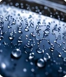 Water droplets on a protected surface